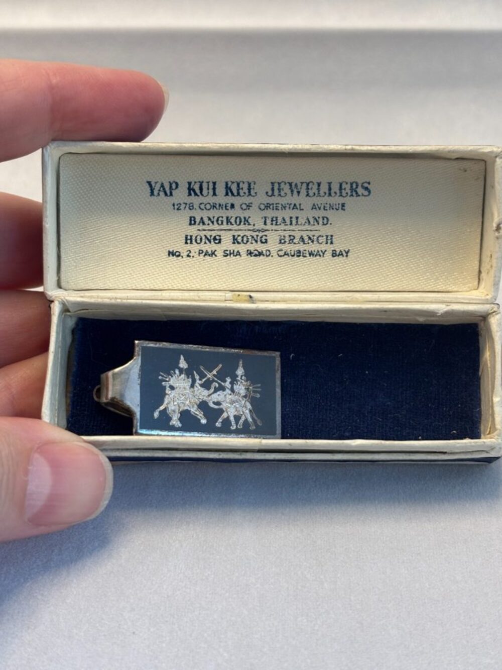 Yap Kui Kee Vintage Nielloware Tie Clip Made in Siam w/original box